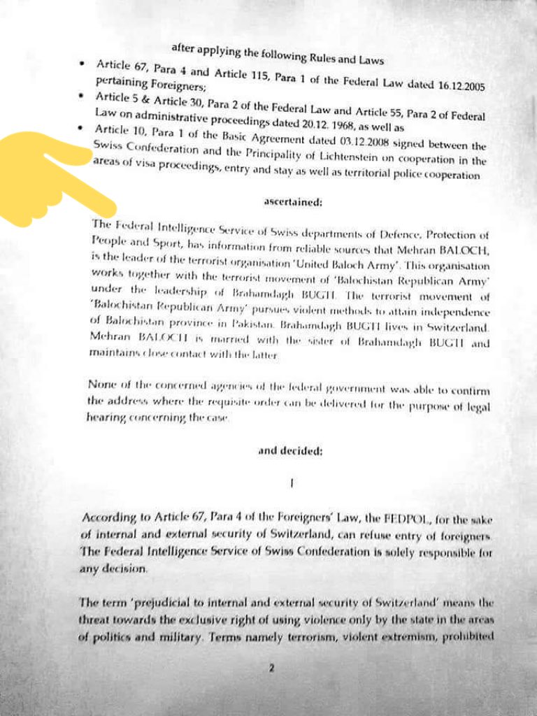 Then in 2017 Lateef Johar also posted condemning Swiss authorities placing travel entry restrictions on Mehran Marri the son of BLA founder Khair Bux Marri, for heading UBA & link to BRA, both are part of BRAS terror alliance headed by BLF & BSO Azad leader Allah Nazar./15