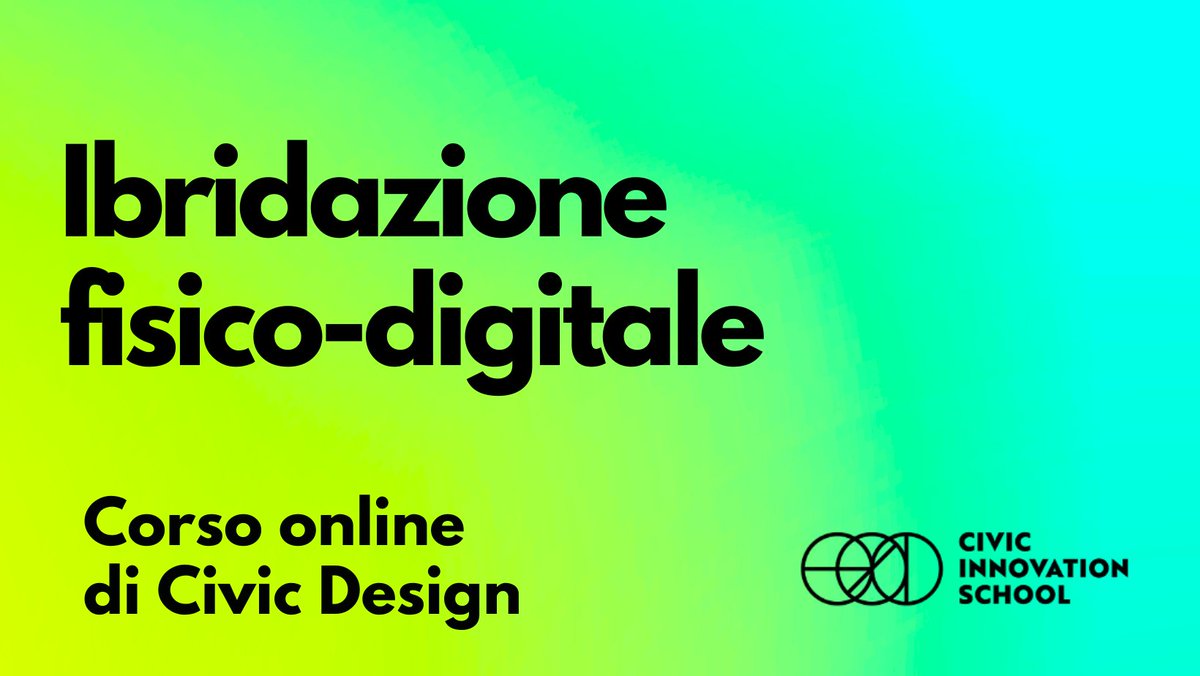 Civic Design | Ibridazione fisico-digitale

🟠👉civicinnovation.school/civic-design-i…

#civicdesign #designcivico #intelligenzacollettiva #territorio