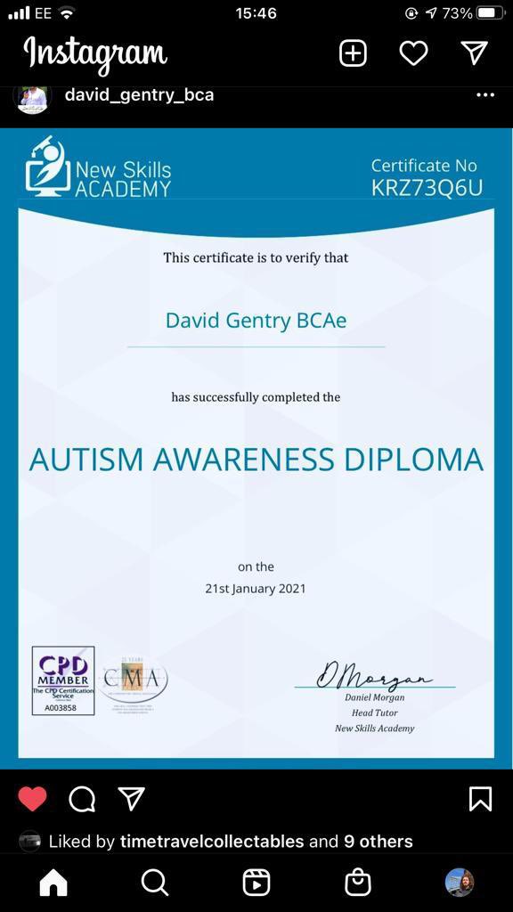 DaveGentry_BCA's tweet photo. 2 courses complete ADHD and Autism Awareness Diplomas. In depth, intense, excellent hard courses. Good to have knowledge to help if need those people who need it. 3 courses to go, ultimate goal The Complete Level 2 Teaching Assistant Diploma. #education #knowledge #lockdownstudy https://t.co/n2u582cfRd