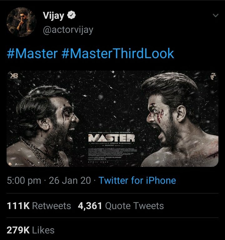 On This Day #MasterThirdLook Released 🔥
Expecting #PolakatumParaPara Video Song Release Akkum Nu NiNaikkuran 🤜🤛 
#Master @actorvijay 
#Thlapathy65