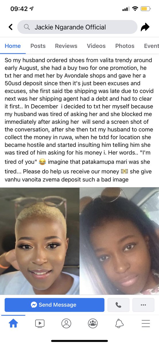 nlnyika's tweet image. Here to warn fellow citizens 😂.. honaiwo zviri ku facebook.... how does someone become so rude when they owe you money.?... kuto scammer vanhu muskana akasvika svika kudai?? Be warned Twimbos 😩💁🏾‍♀️ #valitatrendymustfall #mustICry #blockMe