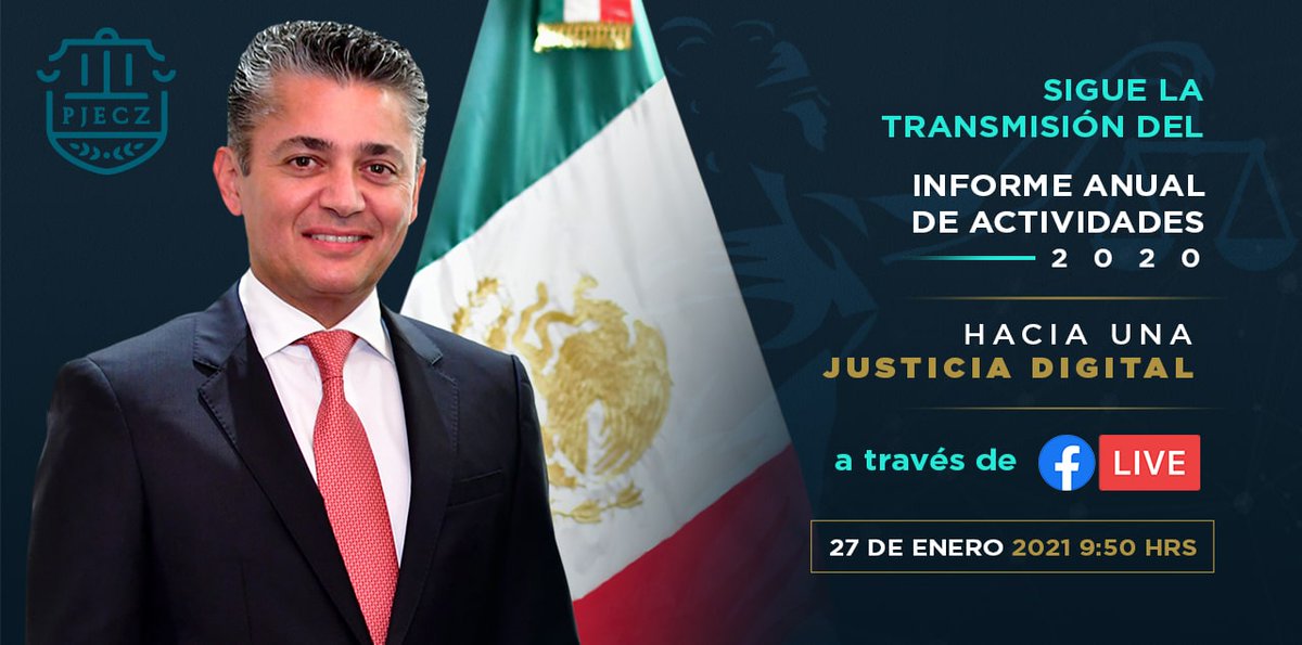 PJCoah's tweet photo. El Magistrado Presidente @MiguelMery presentará el Informe Anual de Actividades 2020 del Poder Judicial del Estado de Coahuila de Zaragoza este 27 de enero del 2021.

🔴 Síguelo a través de #FBLive desde las 09:50 horas.

#HaciaUnaJusticiaDigital #InformeAnual #PJECZ ⚖️ https://t.co/9Z44ZiknTx
