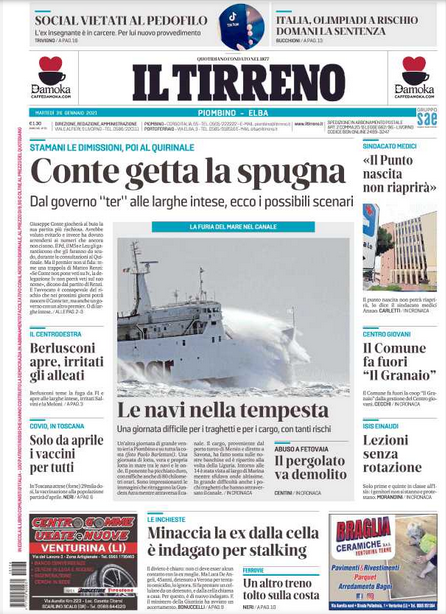 #Buongiorno con la #primapagina de <a href="/iltirreno/">Il Tirreno</a>  (edizione Piombino-Elba) <a href="/IlTirrenoElba/">Il Tirreno Elba</a> <a href="/TirrenoPiombino/">Il Tirreno Piombino</a>