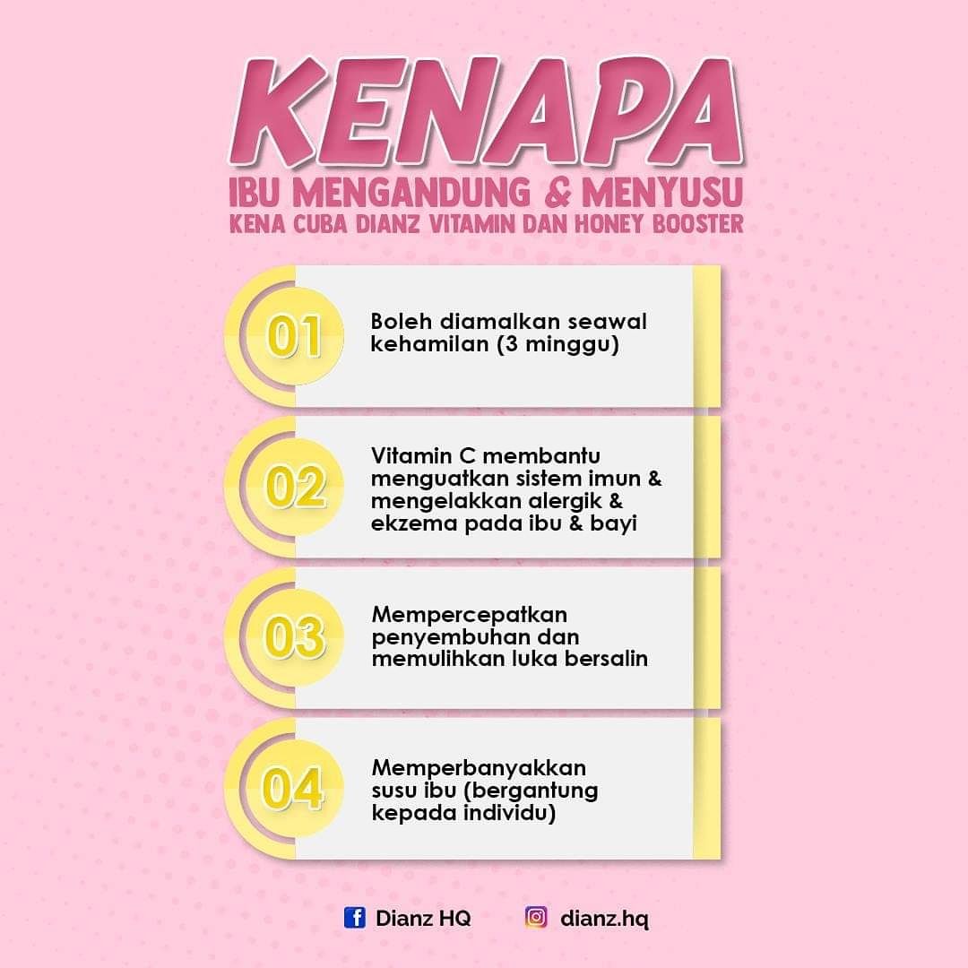AinaStore22's tweet photo. [RUGI IBU MENGANDUNG AND MENYUSU TAK TRY!  😊]

Sapa habaq ibu mengandung and menyusu tak boleh try #DianzVitamin &amp; #DianzHoneyBooster?Rugi wooo kalau hangpa tak try.  Sebabnya, selain dari untuk kebaikan kulit hangpa ada jugak manfaat dia untuk ibu2 yang mengandung and menyusu https://t.co/klywivq8aQ