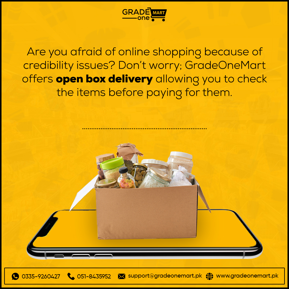 GradeOneMart's tweet image. Grade One Mart offers open box delivery for its valued customers. You can always check the products delivered for complete satisfaction and an amazing shopping experience. 
tinyurl.com/yaerfevh 

#gradeonemart #openboxdelivery #onlineshopping