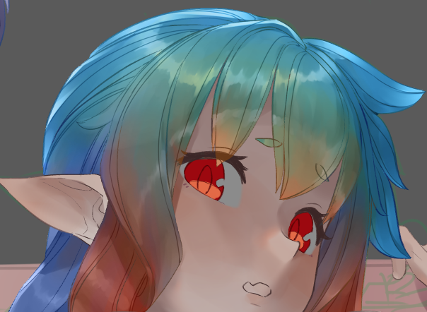 ソシャゲのガチャ石みたいな髪色(`、3_ヽ)_ 