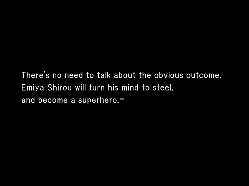Shirou stubbornly believed that no sacrifice is necessary, that saving everyone, literally everyone, is the ideal he should aim for. But there is a version of Shirou that followed the same path that Kiritsugu did; the one from the Mind of Steel ending in Heaven's Feel.