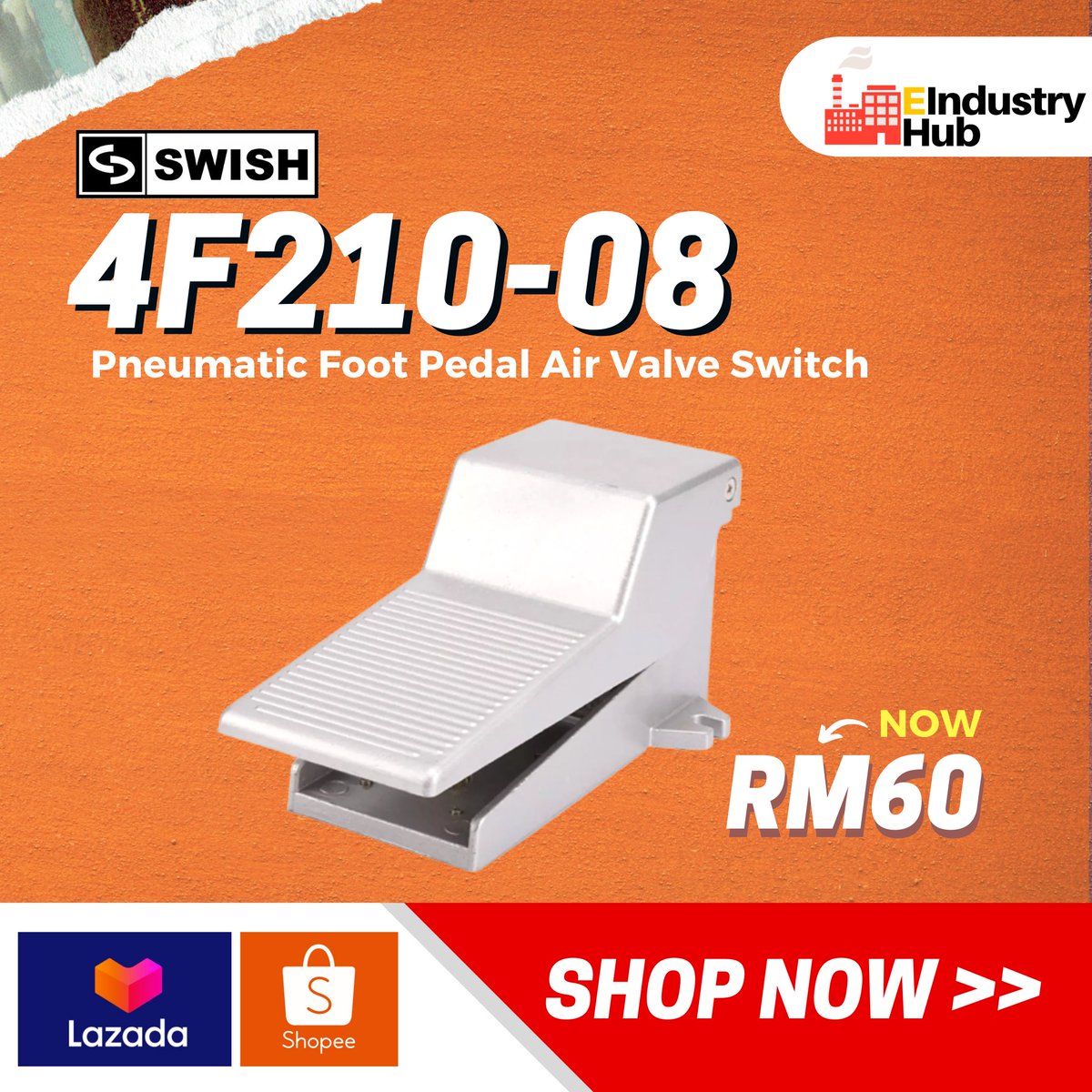 4F210-08 Pneumatic Foot Pedal Air Valve Switch💯 

Purchase directly at eindustryhub.com/4f210-08-pneum…

Alternatively, you can also shop with us on our Lazada and Shopee store! 
👉Lazada: bit.ly/4F210-08
👉Shopee: bit.ly/4F21008Shopee