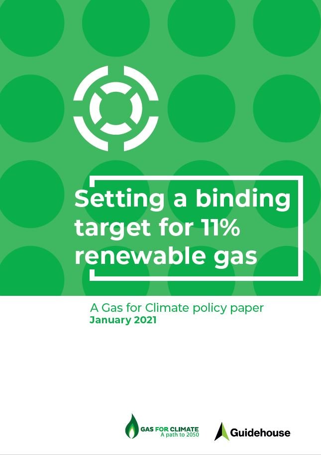 GasforClimate's tweet photo. New Gas for Climate policy paper on 11% binding renewable gas target, provides an analysis-based rationale on why a target is needed to meet the EU's climate ambition to cut GHG emissions by 55% in 2030. 
Download the paper here https://t.co/mxe3gDq7CS https://t.co/MjlgvJKO2D