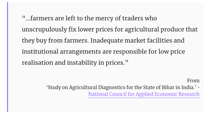 From Bihar, which abolished the mandis in 2006: 7/n