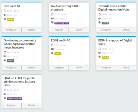 Gearing up towards European Digital Innovation Hubs | #DigitalTransformation  

Day 1: 
🚀SMEs to Digitalise, Innovate &amp; Grow
🔐Cybersecurity
✔️Startup EU 
📲AI
🙌Cross border DIHs
💶Investors
🎓Digital Skills 
📢Smart Cities 

#EDIH2021 <a href="/EU_Commission/">European Commission</a> <a href="/ThierryBreton/">Thierry Breton</a> <a href="/Clusters_EU/">European Cluster Collaboration Platform (ECCP)</a>