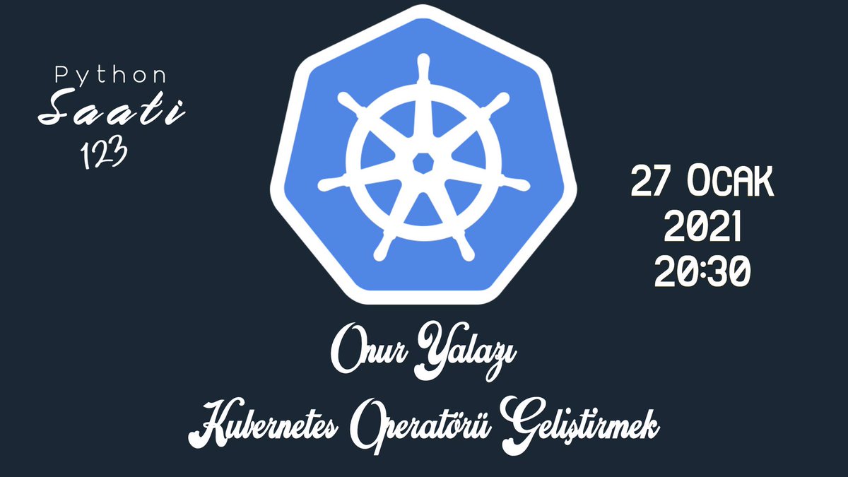 Sevgili Pythonistalar! 👋🏼
Bu hafta #pythonsaati 123’te Onur Yalazı'nın Kubernetes Operatörü Geliştirmek sunumu ile karşınızdayız! ⚓️
27 Ocak Çarşamba, 20:30 🚀
https://t.co/01CZgFLfcR https://t.co/UeR9SvB3Dj