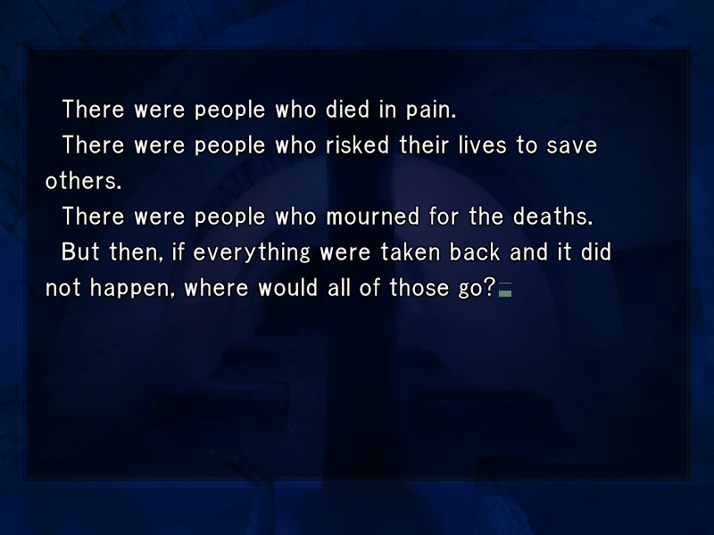 With 3 different answers to that, the first one being the Fate route's answer, Shirou in this route has a realization that Archer never did, which is that no matter how much you may regret the past, you cannot and *should* not attempt to change it, instead you should aim