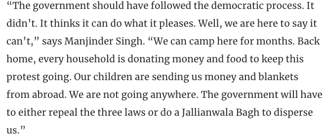 There are many problems with the language of the laws but the way they were implemented--without consultation with agricultural leaders and without following a democratic process in Parliament--is probably the biggest problem yet. Here's what one farmer told me: 9/n