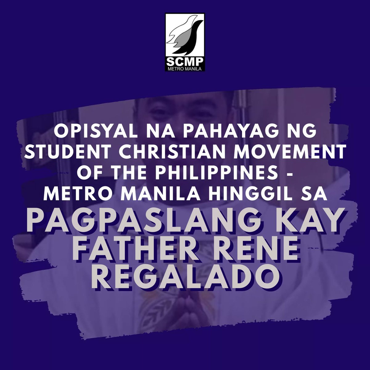 OPISYAL NA PAHAYAG NG SCMP - METRO MANILA HINGGIL SA PAGPASLANG KAY FR. RENE REGALADO BASAHIN: facebook.com/30309109351989… #StopTheAttacks #JunkTerrorLaw #UpholdHumanRights