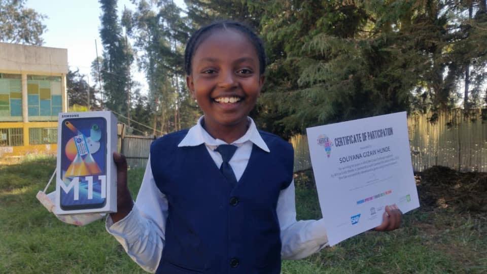 AfricaCodeWeek's tweet photo. #ACCChallenge 10 year-old Soliyana from #Ethiopia 🇪🇹 wins the 2020 edition of the #AfriCANCode challenge with a creative game called « Mathstainement » 🎉
🌈 Check out her inspiring project here: https://t.co/tVH11MskiM
#AfricaCodeWeek #ACW @sap4good #TheFutureisFemale https://t.co/IBDFnIPX6E