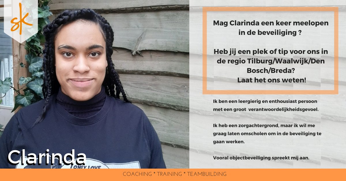 Clarinda wil graag een carrièreswitch maken van de zorg naar de beveiligingssector.

Mag ze een keer met jou meelopen, of heb je een tip voor haar? Laat het ons weten in een reactie op dit bericht of via info@startkracht.pro

#beveiliging #durftevragen #werk #meelopen