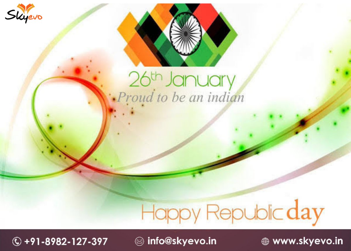 Skyevo10's tweet photo. Warm greetings on the 72nd #RepublicDay, On this day let us all reflect the thoughts of unity in diversity which have been stitched with threads of brotherhood.
#HappyRepublicDay2021 #skyevo #26January https://t.co/jamcdc56r1