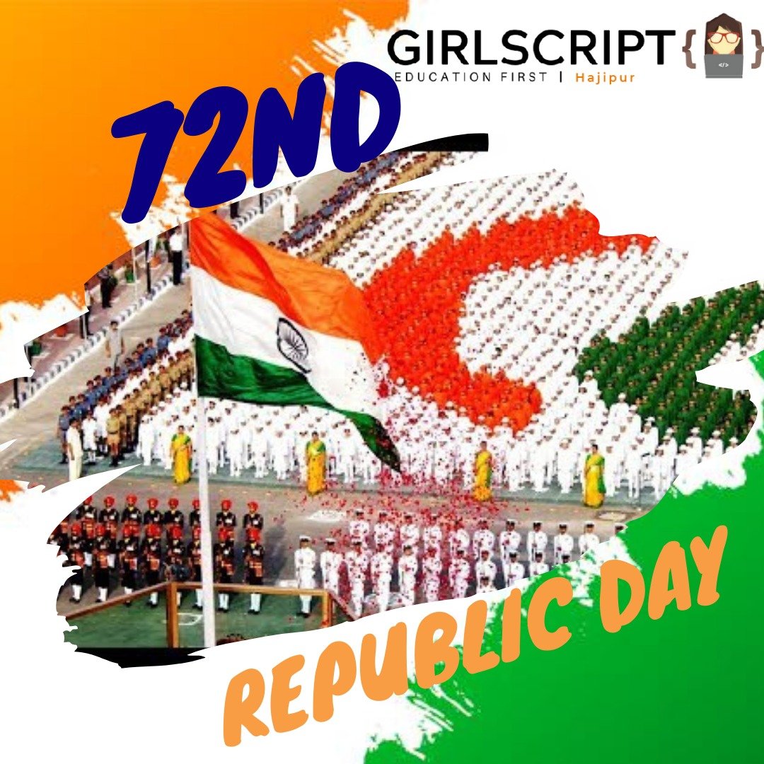 GirlscriptHjp's tweet photo. Freedom in the mind, Strength in the words, Pureness in our blood, Pride in our souls, Zeal in our hearts, Let's salute our India on Republic Day.
#girlscript
#girlscripthjp https://t.co/JdIvNtCEm7