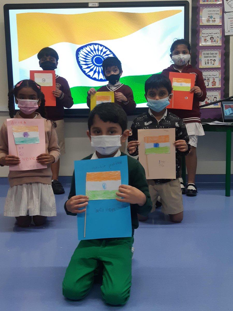 VallarieAjish's tweet photo. It feels amazing to see students of different nationalities celebrating #RepublicDayIndia #JaiHind  @gemsnms_alkhail @NMSKindergarten @MichelleVerghe1 @Susanna_Porob https://t.co/wf5VXeCOWf