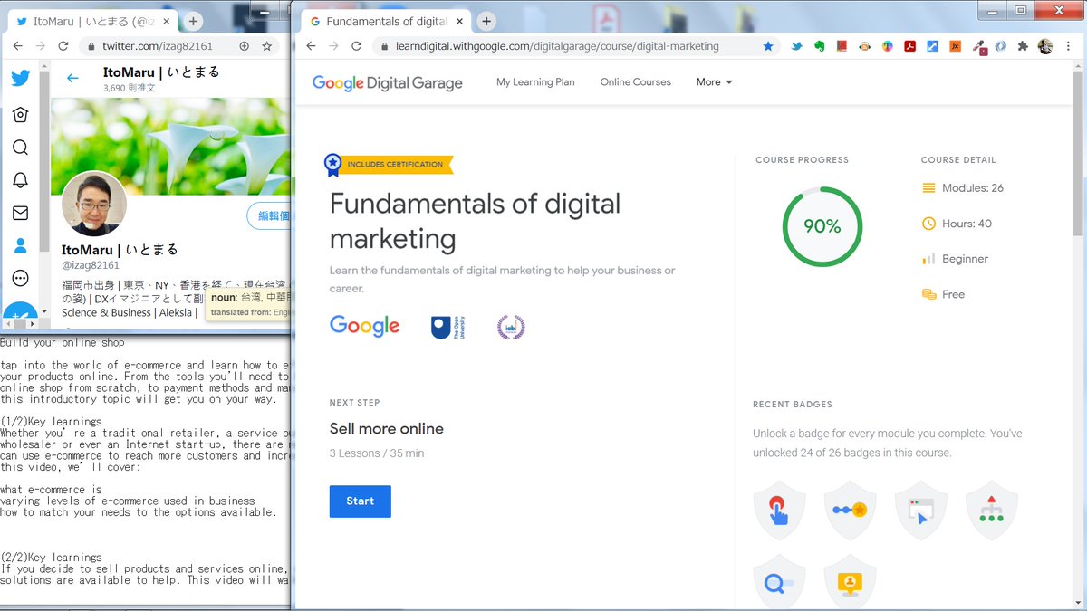 izag82161's tweet photo. #365DaysOfStartup 🗣️ just do it
☑︎ Books before start & running a biz
☑︎ OnlineMBA : s1-5 great course!👍
☑︎ G digital marketing : 24/26 - 90%
☑︎ Fermi Questions : Q65/150
☑︎ DX Imagineering>#100DaysOfCode
📝 SNS, Portfolios, github...
#今日の積み上げ (A) https://t.co/Jwh6IZ2baN