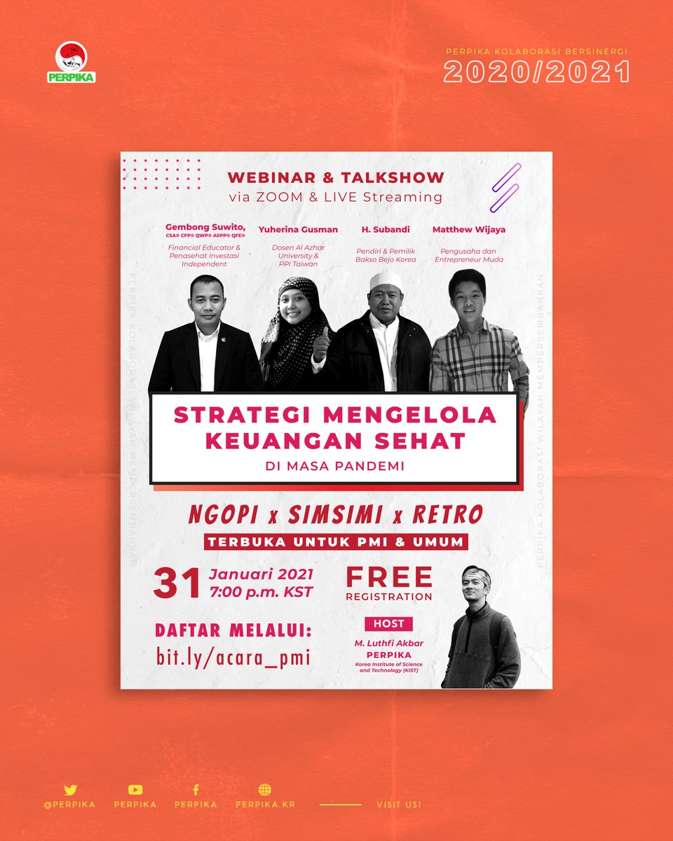 Perpika's tweet image. [WEBINAR &amp;amp; TALKSHOW KEUANGAN]

PERPIKA Kolaborasi Wilayah mempersembahkan NGOPI (Ngobrol bareng PMI) x SIMSIMI (Silaturahmi Sinergi PMI) x RETRO (Region Three Talkshow) dengan topik “Strategi Mengelola Keuangan Sehat - di masa pandemi”.

cek detailnya yuk🤗👇🏻👇🏻