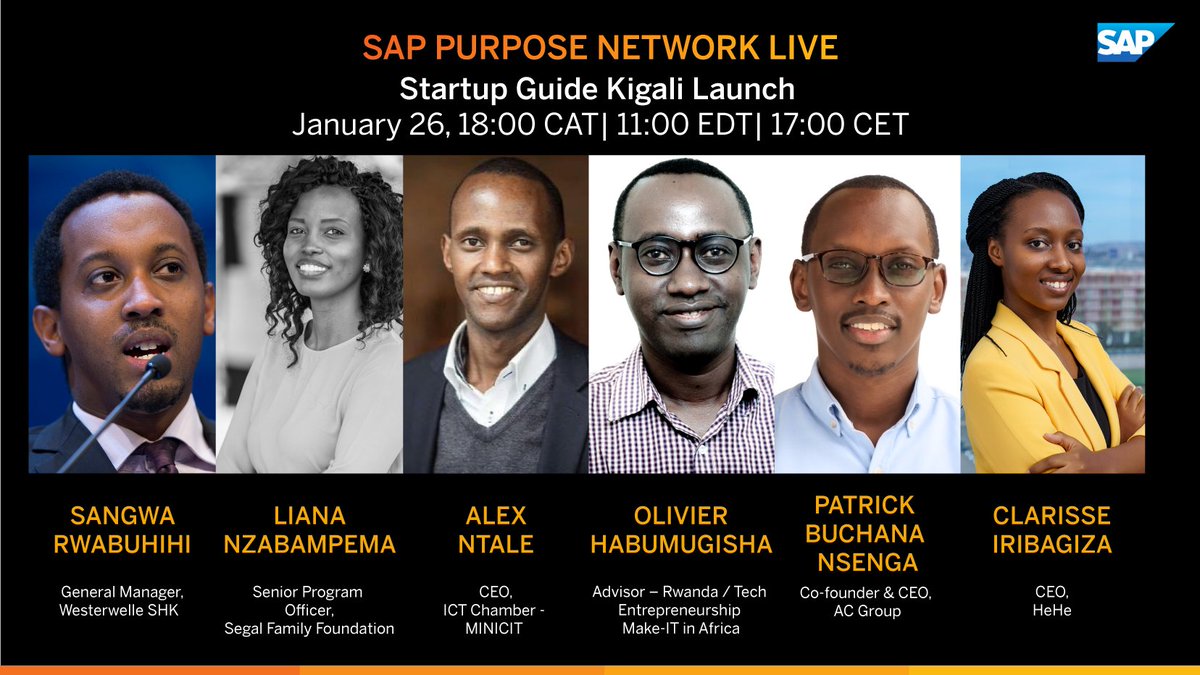 Join us this evening at 6PM CAT for the launch of Kigali's Startup Guide; speakers include our very own @Make_IT_Africa, <a href="/rwictchamber/">Rwanda ICT Chamber</a>, <a href="/WSH_Kigali/">Westerwelle Startup Haus Kigali</a>, @acgrouprw, <a href="/SegalFoundation/">Segal Family Foundation</a> and <a href="/hehe_rw/">HeHe</a>. Link to register: event.on24.com/wcc/r/2932789/…

#RwOT #startup