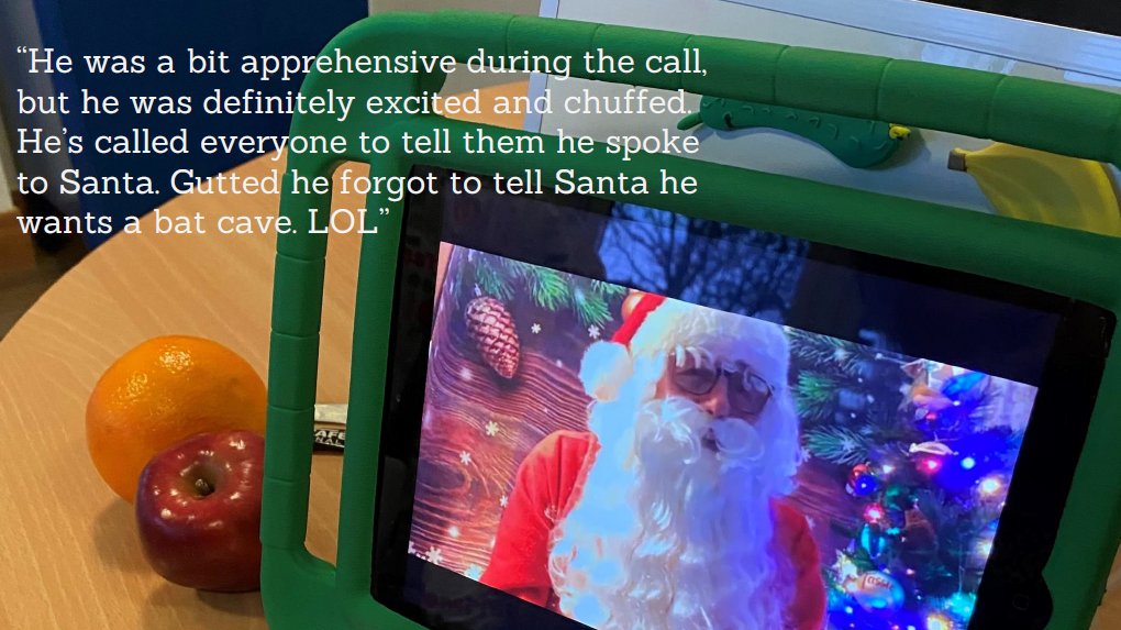 Volunteer Alex Malcolm arranged for Santa to appear on screen for families staying at home. 