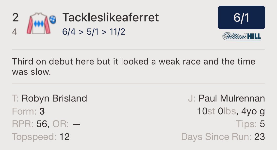 PMulrennan's tweet photo. 2 rides today @Southwell_Races #PeerlessPercy runs at 3.25pm for @mdodsracing and #Tackleslikeaferret runs at 3.55pm for Robyn Brisland best of luck to connections today ππ€π΄π https://t.co/ubCtOYrngj
