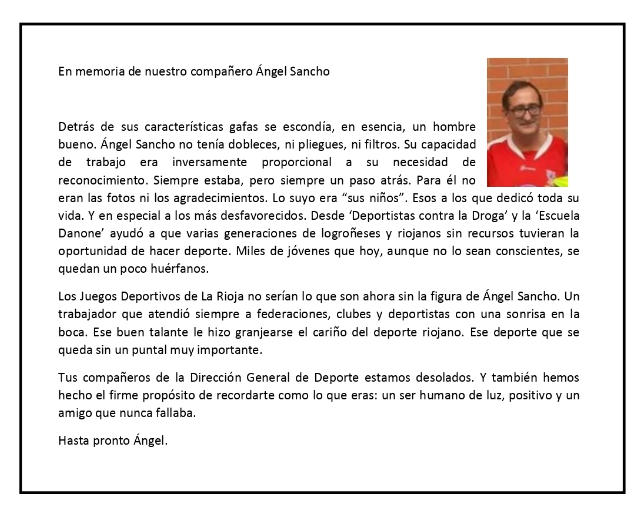 Eloymado's tweet photo. En memoria de Ángel Sancho @lariojaorg @riojadeporte https://t.co/6UCbabKfa6