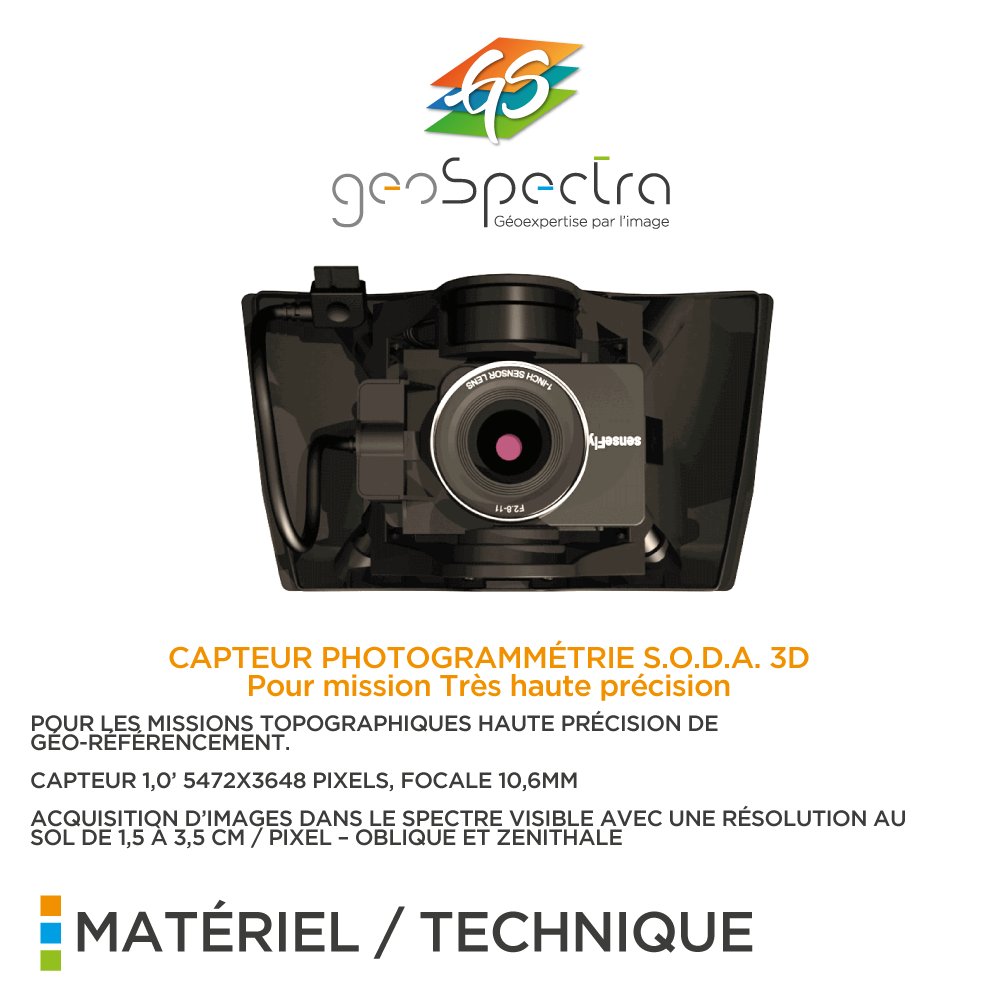 Et si on parlait un peut MATERIEL &amp; TECHNIQUE ? 😃

Capteur photogram. S.O.D.A. 3D 

> Pour Les missions Topographiques de Haute précision de géo-référencement.

 #geoexpertise #topographie #photogrammetrie #drone #bathymetrie #sensefly #pix4D #photogrammetry #trimblegeospatial
