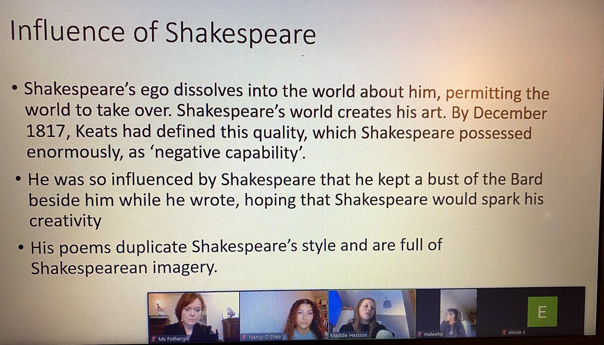Recently Year 12 and Year 13 have practised their online presentation skills, delivering their research of authors and texts to the class via Zoom. 

Absolutely fantastic effort by both year groups - well done! 👏🏼👏🏼
