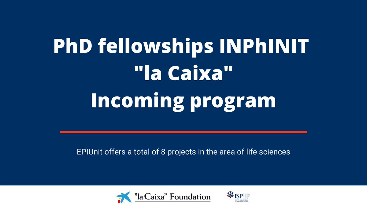 📢 Our Epidemiology Research Unit (EPIUnit) offers a total of 8 projects in the area of life sciences for doctoral grants under the INPhINIT “la caixa”, Incoming program. Call deadline: Febrauary 4, 2021. ➡️ispup.up.pt/research/epiun…