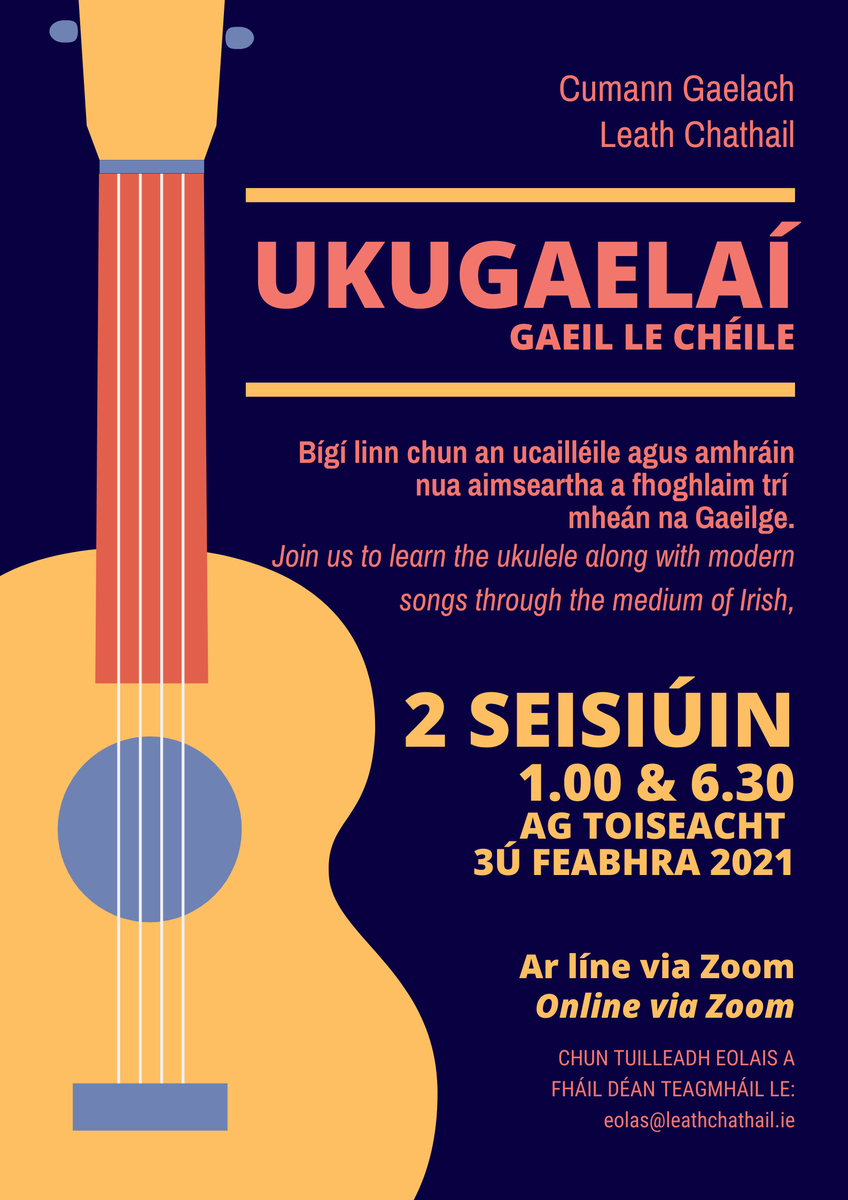 LeathChathail's tweet photo. 2 SEISIÚIN IN AGHAIDH NA SEACHTAINE!! 2 SESSIONS A WEEK!
UkuGaelaí ag toiseacht Dé Céadaoin 3ú Feabhra 2021.
Déan cinnte go gcláraíonn tú linn ag eolas@leathchathail.ie.
Starting Wednesday 3rd February 2021. 
Make sure you register with us at eolas@leathchathail.ie https://t.co/kfSeMhhhDY