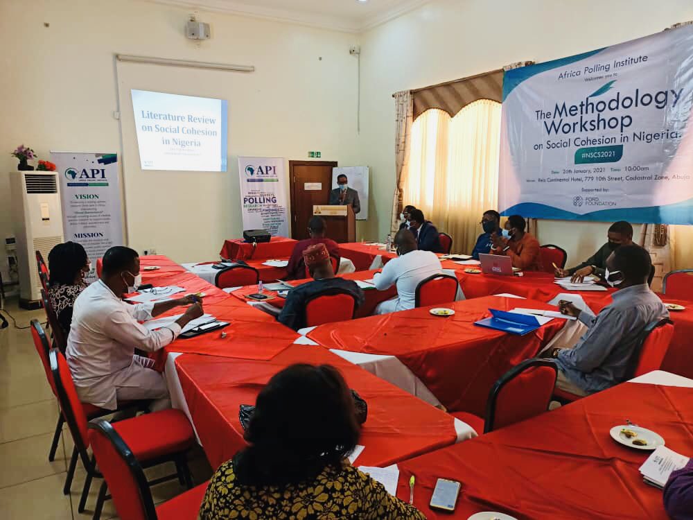 AfricaPolling's tweet photo. @AfricaPolling #SocialCohesion Fellow, Dr. Fidelis Allen (@FidelisAllen) giving a background on the Literature Review on Social Cohesion in Nigeria. https://t.co/uWBccAmjrR