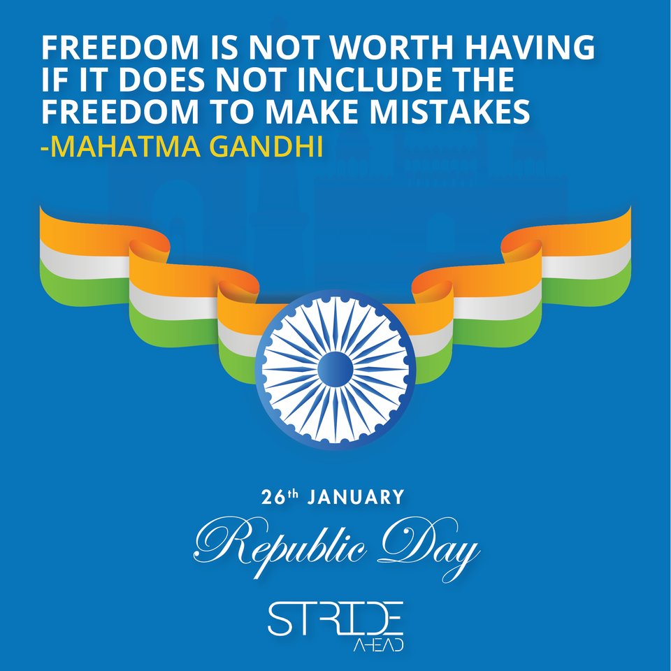 strideahead2's tweet photo. From Team Stride, we wish you a Happy Republic Day 💥🇮🇳🇮🇳
#RepublicDay #CareerPath #Guidance #CareerJourney #Roadtosuccess #Setyourgoalshigh #KeepLearning #Keepstriding https://t.co/8fmWy5aeKQ