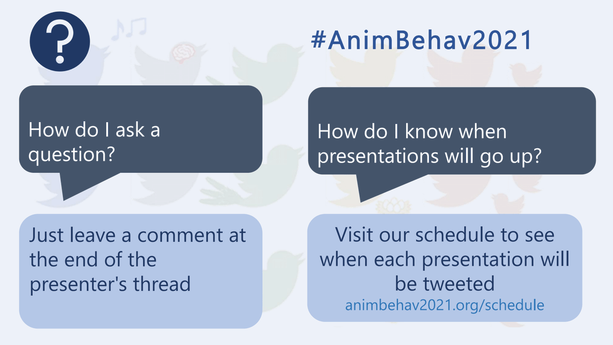 You can find the full schedule for sessions, presentations, and plenaries by  @biobiiana  @BBM_Wong  @ShengFeng_Shen &  @ColetteStMary1 here:  https://www.animbehav2021.org/schedule&nbsp;Enjoy the tweets! Ask questions! Have fun! [4/4]