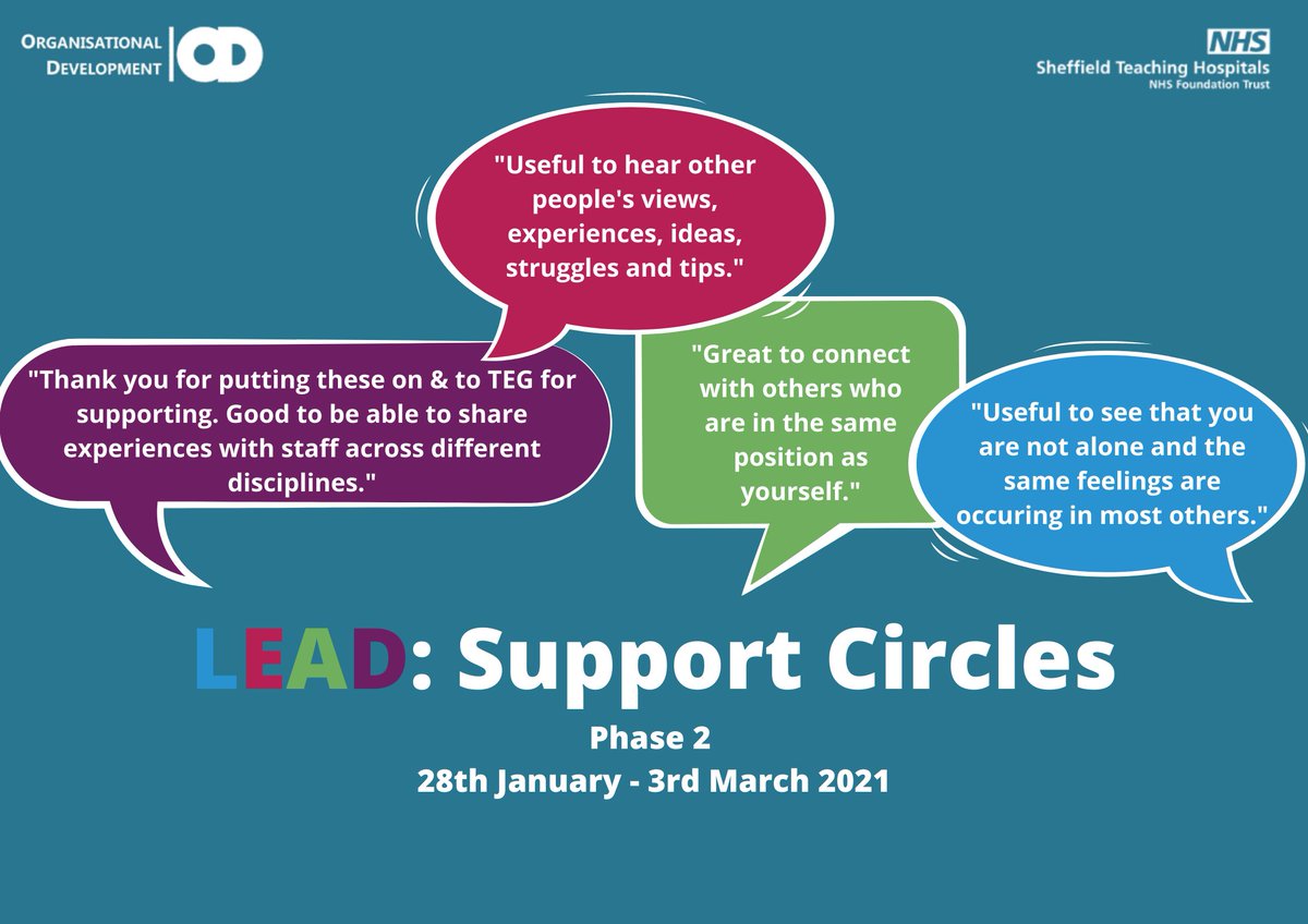Take a look at some of the great feedback from phase 1 of our LEAD: Support Circles. We are pleased to be running phase 2 from 28th Jan - 3rd March with 30% of spaces booked already!👍
