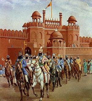 1/n This happenned last in 1783 when Sardar Jassa Singh Ramgarhia and Sardar Baghel Singh defeated Mughal Emperor Shah Alam II and hoisted the nishan sahib flag on red fort.  #redfort  #lalquila  #KisanAndolan  #KisanParade