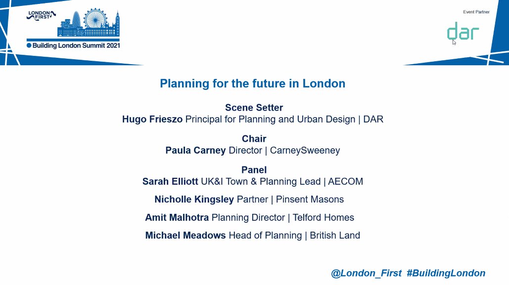 _BusinessLDN's tweet photo. Now into the webinar for the day, on #planning for the future in London with Hugo Frieszo, @paulaeleanorj, @Sarahtheplanner, Nicholle Kingsley @Pinsent_Masons, Amit Malhotra @TelfordHomes, and Michael Meadows @BritishLandPLC #buildinglondon https://t.co/ZyiYtShNIS