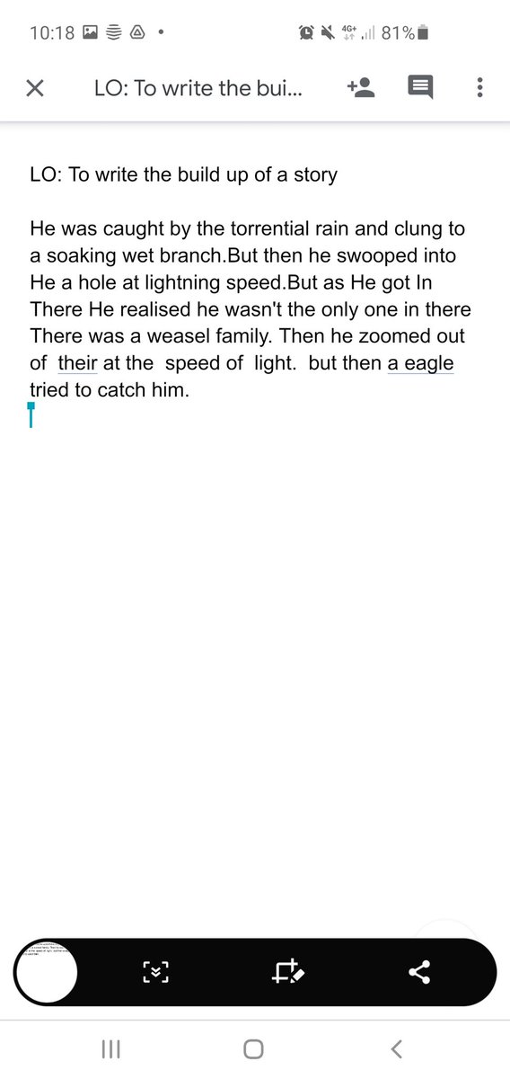 AMGnichuana's tweet image. From a collection of written letters to a typed description - very proud of this student. Using #voicetype in #googledocs to help students with their writing! #providingthetools #nobarriers #hewassoproudofhiswork #stmatthews #year4 #oakacademy