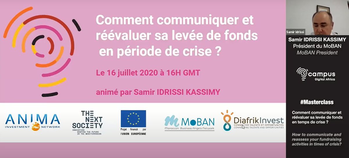 🎥Retrouvez la #masterclass organisée par <a href="/Anima_Network/">ANIMA Invest Network</a> lors de la Resilient Summer School de <a href="/DigitalAfrica__/">Digital Africa</a>  et approfondissez vos connaissances sur « Comment communiquer et réévaluer sa #levéedefonds en période de crise ? » ! buff.ly/3c6CH4m
#investissement