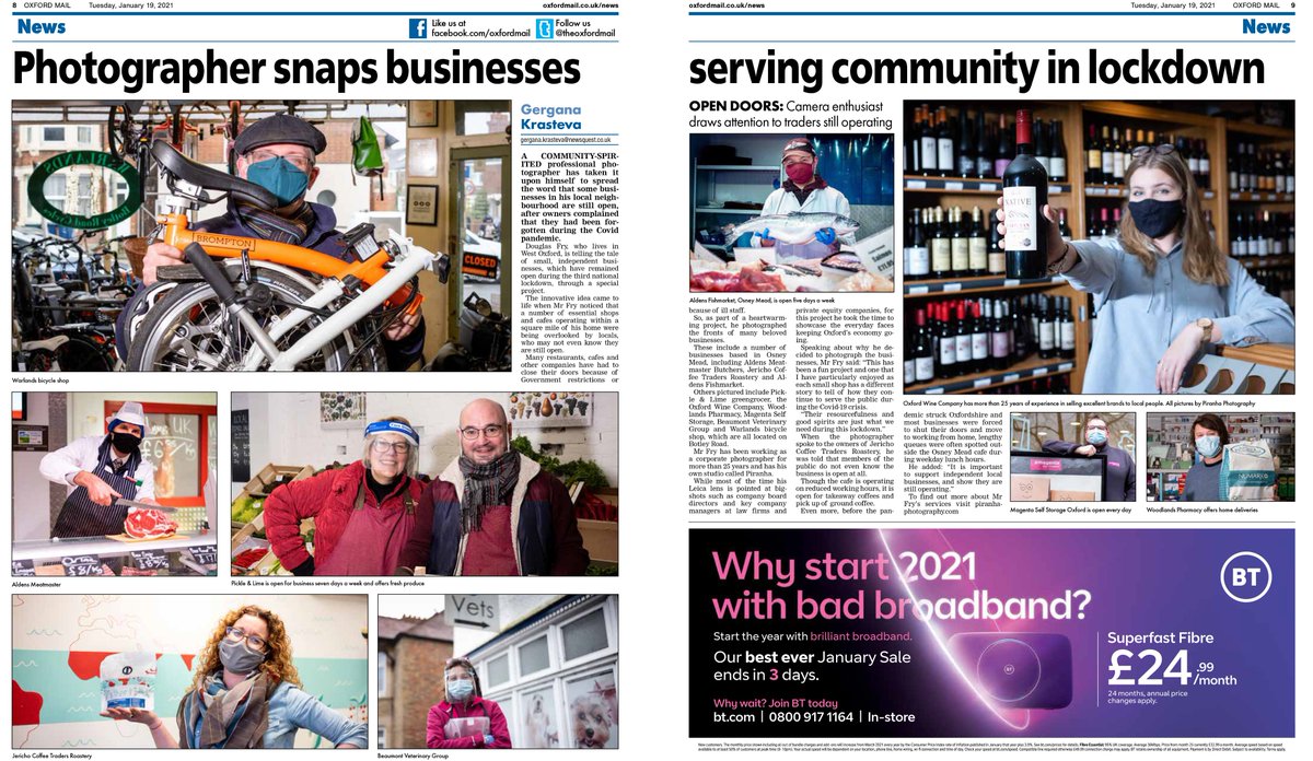 Small business struggle over lockdown, as the public resort to online shopping instead. I started a photography project to help many of the small businesses near me that were still open and it was published in the Oxford Mail as a double page spread. #Leica_UK <a href="/TheOxfordMail/">Oxford Mail</a>