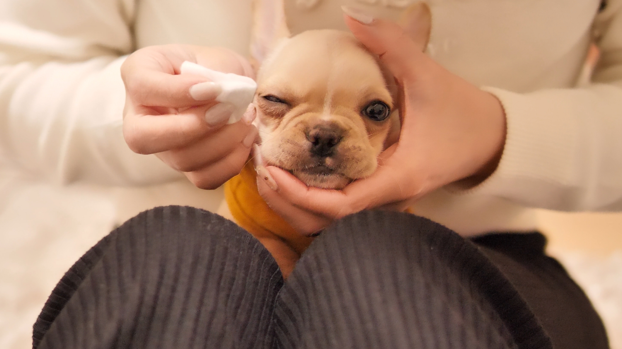 Mugichan Neru ウインクできるぶぅ 近頃 涙やけができてきました 涙やけケアやおすすめのフードなどあれば 教えてください 涙やけケア 涙やけ はじめてのワンコ 小さなかいじゅう選手権 むぎちゃんねる 癒し 癒しわんこ