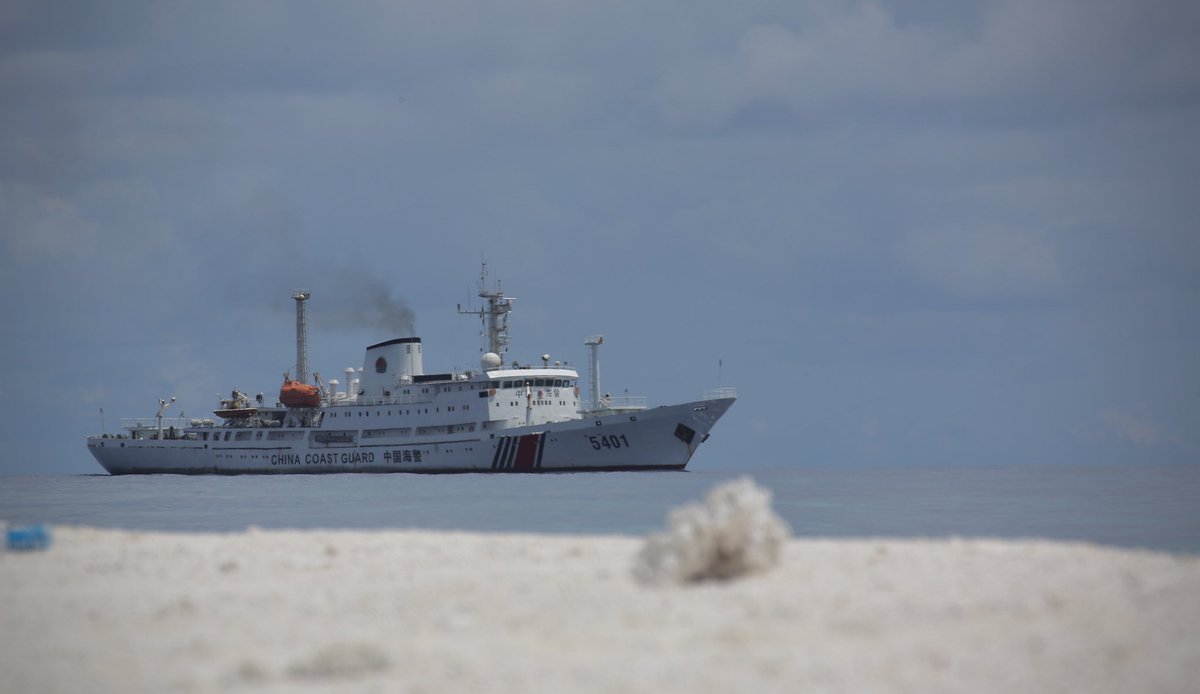 These are photos I took in June at one of Pag-Asa Island’s 3 sandbars. According to Larry, he came from here - a sandbar locals call Secret Island - and was moving to Sandbar 2 when he was approached by the China Coast Guard ship identical to this one that tailed us  @ABSCBNNews