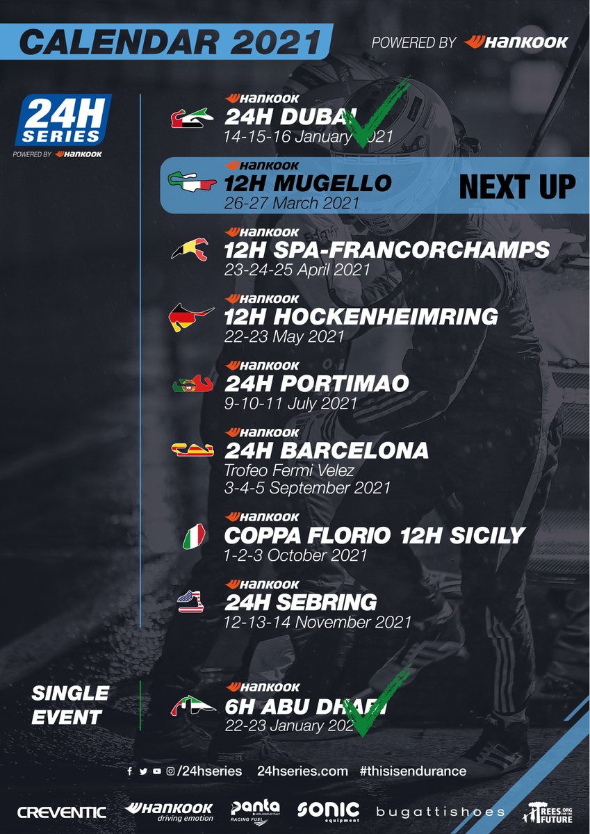 24H SERIES (@24hseries) on Twitter photo 2 DONE, 7 TO GO!
After 2 successful races in the Middle East, it's now time to look forward to our upcoming European races!
First stop: <a href="/MugelloCircuit/">Mugello Circuit</a> for the Hankook 12H MUGELLO (26-27 March) 🇮🇹
Registration is open: bit.ly/3sXuhlO
#thisisendurance #12HMUGELLO 2 DONE, 7 TO GO!
After 2 successful races in the Middle East, it's now time to look forward to our upcoming European races!
First stop: <a href="/MugelloCircuit/">Mugello Circuit</a> for the Hankook 12H MUGELLO (26-27 March) 🇮🇹
Registration is open: bit.ly/3sXuhlO
#thisisendurance #12HMUGELLO