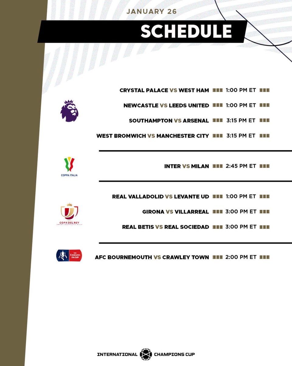 International Champions Cup Today S European Footy Schedule International Champions Cup Today S European Footy Schedule
