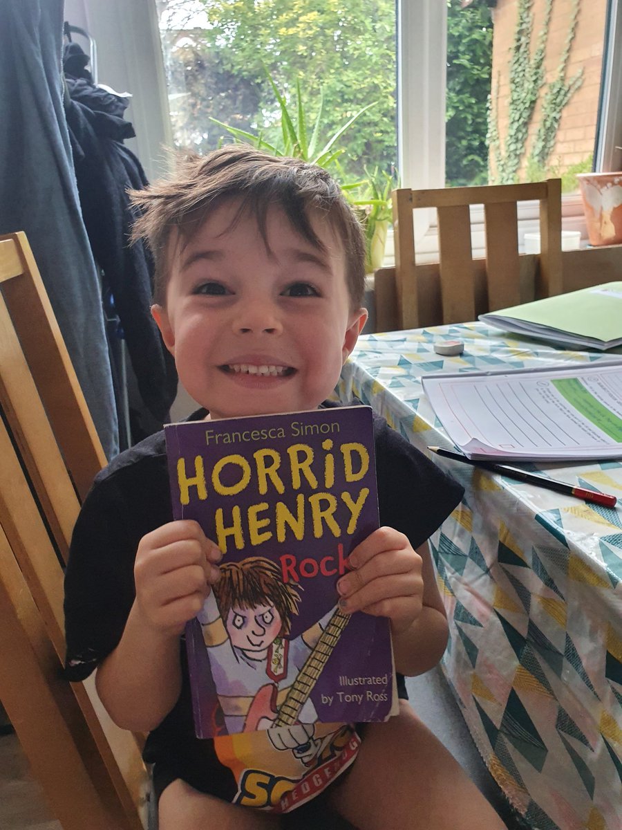 AmberFernandez_'s tweet photo. Isaac is absolutely ecstatic to have finished his Horrid Henry book. He cant wait to get stuck into another one!! @Stukeley_2019 https://t.co/uEQRkSy8A1