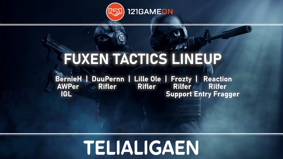 CSGO (main) lineup for @telialigaen_ 

<a href="/DuuPiix/">DuuPern</a> 🇳🇴
<a href="/LilleOleH/">Lille ole</a> 🇳🇴
@hahjemsvik 🇳🇴
    Reaction🇳🇴
    Frozty🇳🇴