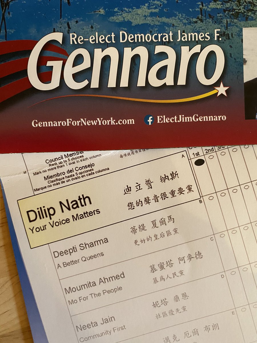 rafaelshimunov's tweet photo. One candidate lying about being an incumbent, served many yrs ago. The other photoshopped his ballot position over a woman.
Dirty games like this is why Iโm voting for Moumita Ahmed in Queens, the woman photoshopped off the #1 position she earned. @disruptionary #JewsForMoumita https://t.co/oEjox2vScv